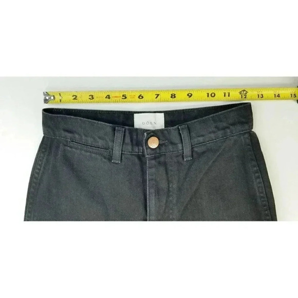 Doen Size 25X26 High Waist Black Cropped Coin Pocket Denim Cotton Jeans USA Made - Picture 2 of 12